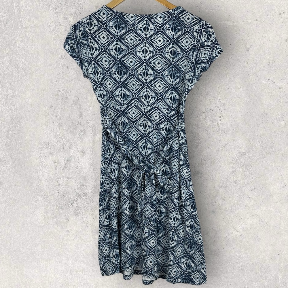 FatFace United Kingdom Blue Printed Short Sleeve Mini‎ Dress Size 6 V-Neck Boho - Picture 7 of 13